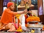 Gorakhpur: Uttar Pradesh Chief Minister Yogi Adityanath performs 'puja' at the Gorakhnath Temple, in Gorakhpur district, Friday, Jan. 3, 2025. (PTI Photo)(PTI01_03_2025_000119B)