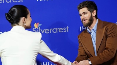 Selena Gomez, left, and Andrew Garfield arrive at the 36th annual Palm Springs International Film Festival Awards Gala on Friday, Jan. 3, 2025, in Palm Springs, Calif. (Photo by Jordan Strauss/Invision/AP) (Invision) Selena Gomez, left, and Andrew Garfield arrive at the 36th annual Palm Springs International Film Festival Awards Gala on Friday, Jan. 3, 2025, in Palm Springs, Calif. (Photo by Jordan Strauss/Invision/AP) (Invision)