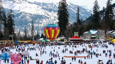 Tourists at Solang Nala after fresh snowfall, in Manali. (PTI Photo) Tourists at Solang Nala after fresh snowfall, in Manali. (PTI Photo)