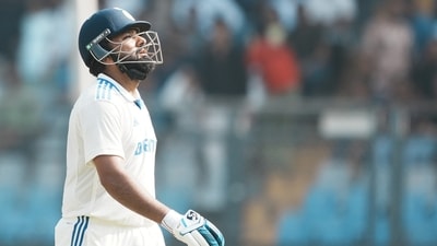 India's captain Rohit Sharma reacts after his dismissal during a test cricket match (PTI) India's captain Rohit Sharma reacts after his dismissal during a test cricket match (PTI)