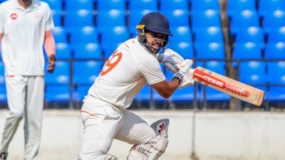 Karun Nair is setting the Vijay Hazare Trophy ablaze and setting new records left, right and centre (PTI Photo)(PTI11_15_2024_000223B) (PTI) Karun Nair is setting the Vijay Hazare Trophy ablaze and setting new records left, right and centre (PTI Photo)(PTI11_15_2024_000223B) (PTI)
