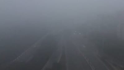 Aerial views showed Delhi shrouded in thick fog. (X/ANI) Aerial views showed Delhi shrouded in thick fog. (X/ANI)