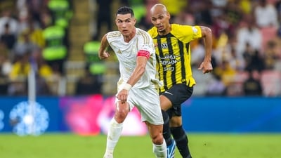 Cristiano Ronaldo runs with the ball during a Saudi Pro League football match. (AFP) Cristiano Ronaldo runs with the ball during a Saudi Pro League football match. (AFP)