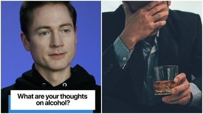 Bryan Johnson believes alcohol slipped into our culture as a norm and now we drink without thinking. Bryan Johnson believes alcohol slipped into our culture as a norm and now we drink without thinking.