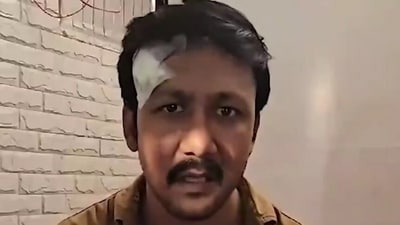 Actor Raghav Tiwari had to get 5-6 stitches each on his front and back head wound. (Screengrab/X/@ians_india) Actor Raghav Tiwari had to get 5-6 stitches each on his front and back head wound. (Screengrab/X/@ians_india)