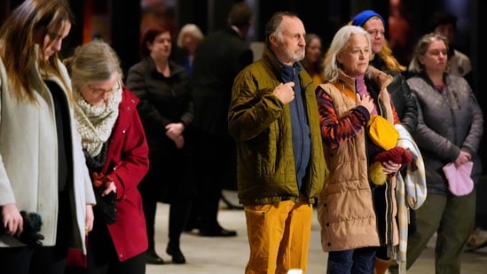 People were gathered in the Centre to celebrate the life of the former president(AFP)