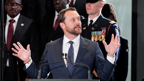 Jason Carter, grandson of former president Jimmy Carter, also spoke at the service(Alex Brandon/ REUTERS)