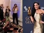 Demi Moore's family cheers, jumps with joy over actor's Golden Globes win.
