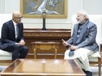 Prime Minister Narendra Modi with Microsoft CEO Satya Nadella