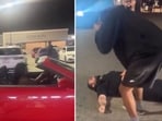 Gleeful bystanders in Texas cheer, mock cop lying unconscious after being hurled from speeding car in disturbing video (@CollinRugg/X_ Gleeful bystanders in Texas cheer, mock cop lying unconscious after being hurled from speeding car in disturbing video (@CollinRugg/X_