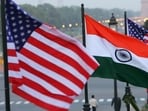 A photo of US and India flags in New Delhi A photo of US and India flags in New Delhi