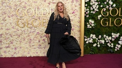 Jennifer Coolidge arrives at the 82nd Golden Globes on Sunday. (Jordan Strauss/Invision/AP)