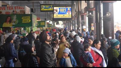 A crowded bus stand due to the strike called by contractual employees of state transport undertakings (STUs) Pepsu Road Transport Corporation (PRTC), Punjab Roadways and Punbus on Monday. (Sameer Sehgal/HT) A crowded bus stand due to the strike called by contractual employees of state transport undertakings (STUs) Pepsu Road Transport Corporation (PRTC), Punjab Roadways and Punbus on Monday. (Sameer Sehgal/HT)