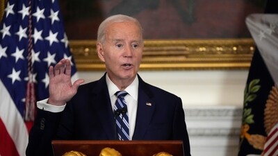 President Joe Biden speaks at a reception for new Democratic members of Congress in the State Dining Room of the White House on Sunday. (AP Photo) President Joe Biden speaks at a reception for new Democratic members of Congress in the State Dining Room of the White House on Sunday. (AP Photo)