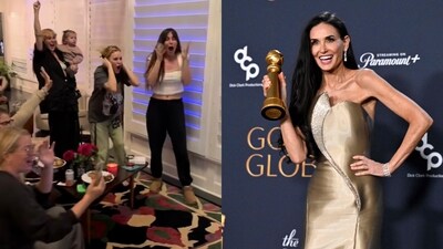 Demi Moore's family cheers, jumps with joy over actor's Golden Globes win. Demi Moore's family cheers, jumps with joy over actor's Golden Globes win.