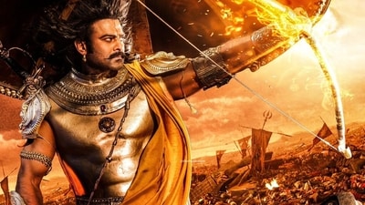 Prabhas as Karna in a still from Nag Ashwin's Kalki 2898 AD. Prabhas as Karna in a still from Nag Ashwin's Kalki 2898 AD.
