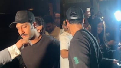 Katrina Kaif and Vicky Kaushal were spotted outside a Mumbai club. Katrina Kaif and Vicky Kaushal were spotted outside a Mumbai club.