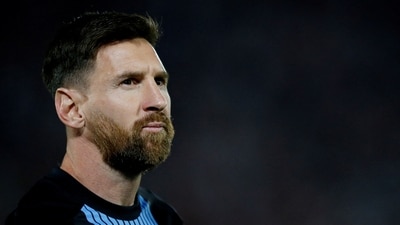 Argentina's Lionel Messi during the warm up before a match. (REUTERS)