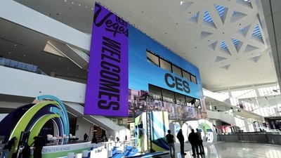 Workers prepare the lobby of the Las Vegas Convention Center West Hall for CES 2025, an annual consumer electronics trade show, in Las Vegas, Nevada, U.S. January 5, 2025. (Steve Marcus/Reuters)