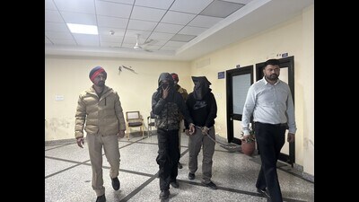 The accused in police custody in Mohali on Monday. (HT file) The accused in police custody in Mohali on Monday. (HT file)