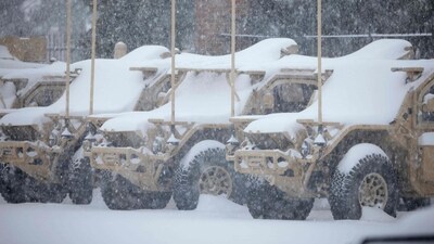 The National Weather Service predicted 8 to 12 inches (about 20 to 30 centimetres) of snow in many areas of the US. (AFP) The National Weather Service predicted 8 to 12 inches (about 20 to 30 centimetres) of snow in many areas of the US. (AFP)