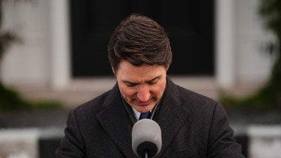 Canada Prime Minister Justin Trudeau announces his resignation as Liberal leader and prime minister outside Rideau Cottage in Ottawa on Monday, Jan. 6, 2025. (Sean Kilpatrick/The Canadian Press via AP) (AP) Canada Prime Minister Justin Trudeau announces his resignation as Liberal leader and prime minister outside Rideau Cottage in Ottawa on Monday, Jan. 6, 2025. (Sean Kilpatrick/The Canadian Press via AP) (AP)