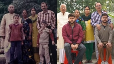 A Bihar family recreated a 17-year-old photo, touching hearts online with their nostalgia-filled video. (Instagram/fake_firangi ) A Bihar family recreated a 17-year-old photo, touching hearts online with their nostalgia-filled video. (Instagram/fake_firangi )