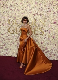 Zendaya in a burnt orange silk gown Zendaya in a burnt orange silk gown