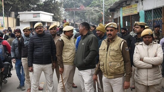 Police personnel were put on standby to prevent any untoward incident.(Santosh Kumar)