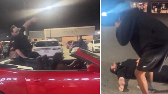 Gleeful bystanders in Texas cheer, mock cop lying unconscious after being hurled from speeding car in disturbing video (@CollinRugg/X_