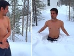 Dhruv Rathee standing in a snow-covered area at -10°C in his boxers. Dhruv Rathee standing in a snow-covered area at -10°C in his boxers.