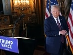 President-elect Donald Trump walks from the podium after a news conference at Mar-a-Lago, Tuesday,