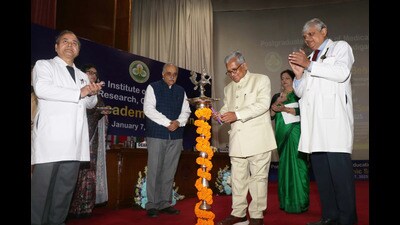 Dr Digambar Behera, president of National Academy of Medical Sciences, New Delhi, and professor emeritus, PGIMER, inaugurating the institute’s new academic session in Chandigarh on Tuesday. (HT Photo) Dr Digambar Behera, president of National Academy of Medical Sciences, New Delhi, and professor emeritus, PGIMER, inaugurating the institute’s new academic session in Chandigarh on Tuesday. (HT Photo)