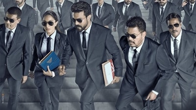Dil Raju, Kiara Advani, Ram Charan, Shankar, and Sunil in a promotional still for Game Changer. Dil Raju, Kiara Advani, Ram Charan, Shankar, and Sunil in a promotional still for Game Changer.
