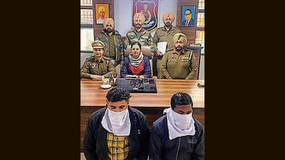 The accused in custody of Ludhiana police on Tuesday. (HT Photo)