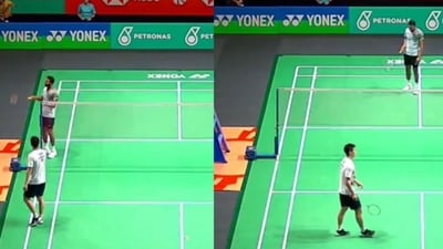 Malaysia Open: HS Prannoy's match was halted for over two hours after the stadium roof leaked. (Screengrab - X )