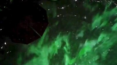 Green aurora as seen from the space. (Don Petit/X) Green aurora as seen from the space. (Don Petit/X)