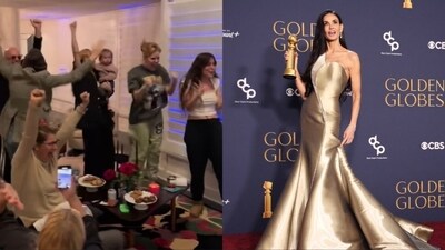 Demi Moore's daughters shared a video as they celebrated her Golden Globes win. Demi Moore's daughters shared a video as they celebrated her Golden Globes win.