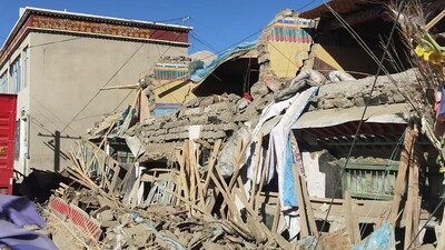 According to regional disaster relief headquarters, the quake struck at 9:05 am Tuesday (local time). The US Geological Service, however, put the quake's magnitude at 7.1. This picture shows damaged houses in Shigatse, southwestern Tibet region, after the earthquake hit the area. (AFP) According to regional disaster relief headquarters, the quake struck at 9:05 am Tuesday (local time). The US Geological Service, however, put the quake's magnitude at 7.1. This picture shows damaged houses in Shigatse, southwestern Tibet region, after the earthquake hit the area. (AFP)