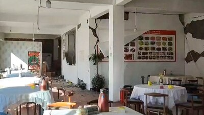 The epicentre of the earthquake was Dingri County in Tibet's Xigaze, tremors of which also shook shaking buildings in neighbouring Nepal and even in parts of north India, including Delhi. This frame grab shows cracks on the walls of a restaurant in Lhatse County in Tibet after the earthquake struck the area, (AFP) The epicentre of the earthquake was Dingri County in Tibet's Xigaze, tremors of which also shook shaking buildings in neighbouring Nepal and even in parts of north India, including Delhi. This frame grab shows cracks on the walls of a restaurant in Lhatse County in Tibet after the earthquake struck the area, (AFP)