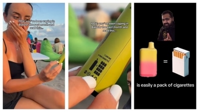 Dr Karan Rajan posted a video of a woman discovering the true contents of her vape pod. (Instagram/ Karan Rajan) Dr Karan Rajan posted a video of a woman discovering the true contents of her vape pod. (Instagram/ Karan Rajan)