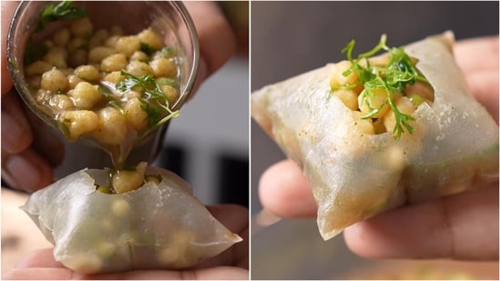 Chef Abhinay Gupta introduces a crunchy twist to traditional pani puri using rice paper. (Instagram/@bhaiyajiletscook)