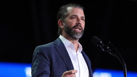 FILE - Donald Trump Jr., speaks at a campaign rally, Nov. 5, 2024, in Grand Rapids, Mich. (AP Photo/Evan Vucci, File) (AP)