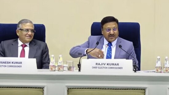 Chief Election Commissioner Rajiv Kumar said the commission is doing its best to prevent the abuse of money power and urged the voters to report electoral malpractice using the cVigil app. (ECI/Youtube)