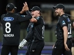 New Zealand's Nathan Smith (C) celebrates his catch to dismiss Sri Lanka's Eshan Malinga during the second one-day international New Zealand's Nathan Smith (C) celebrates his catch to dismiss Sri Lanka's Eshan Malinga during the second one-day international