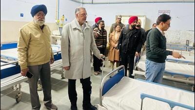 Punjab health minister Balbir Singh reviewing preparedness against HMPV during his visit to Rajindra Hospital in Patiala on Wednesday. (HT Photo)