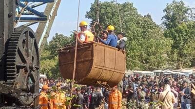 The workers are believed to be trapped 300 feet under the ground in the flooded coal mine. (PTI) The workers are believed to be trapped 300 feet under the ground in the flooded coal mine. (PTI)