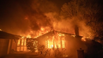 Pacific Palisades wildfire has prompted the declaration of a state of emergency and the cancellation of numerous events. (Getty Images via AFP)