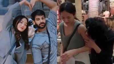 Karan Veer Mehra's video giving Chum Darang 'love bite' goes viral. Karan Veer Mehra's video giving Chum Darang 'love bite' goes viral.
