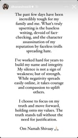 Dhanashree Verma's statement on Instagram. Dhanashree Verma's statement on Instagram.